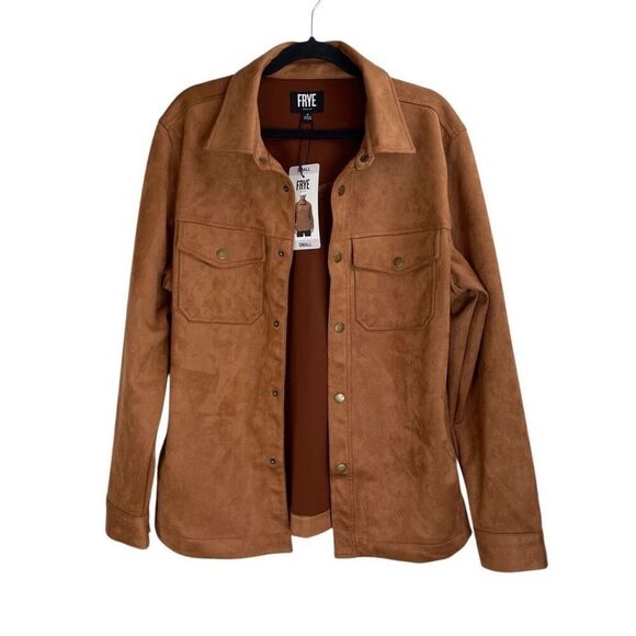 Frye Men's Faux Suede Toffee Shirt Jacket Size S New - Picture 1 of 8
